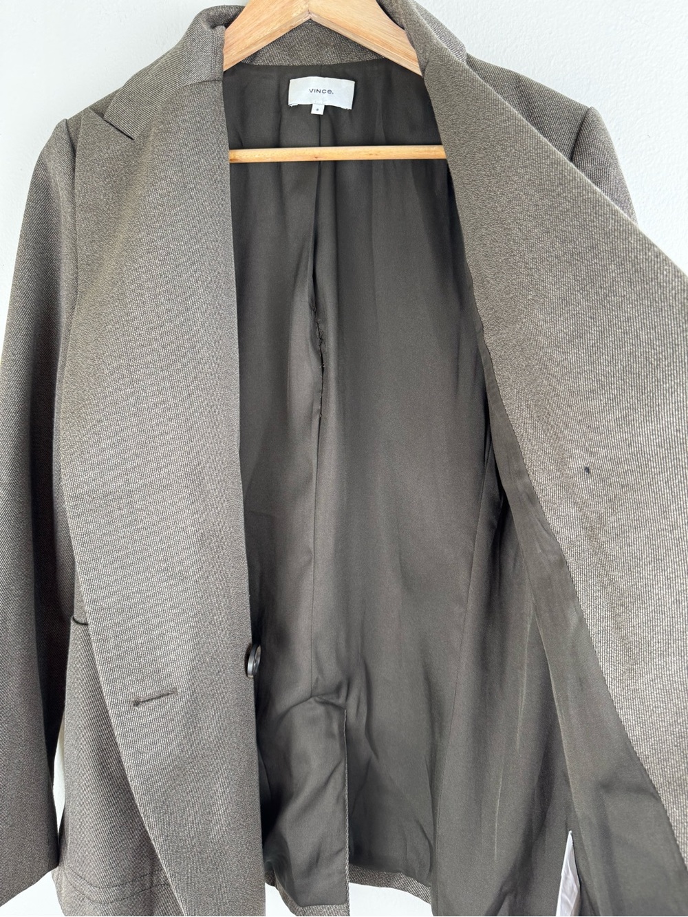 Vince Wool Blend Double Breasted Oversized Blazer Taupe Brown Size 8 - Picture 15 of 16